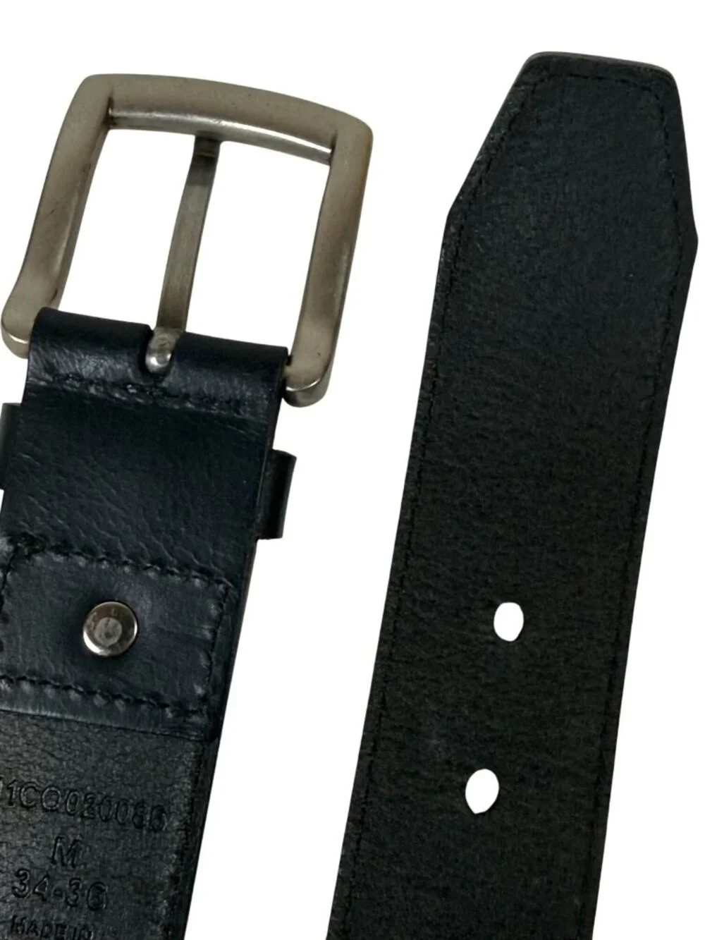 Columbia Mens Black Leather Belt Silver Buckle Size M 34-36 TABE